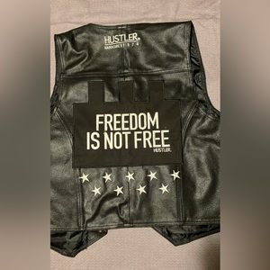 Xelement Leather Motorcycle Vest MEDIUM Freedom Is Not Free Larry Flynt Hustler